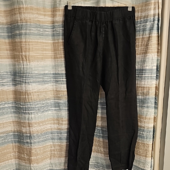 Dk NY Woman's Black Linen Straight Slim Leg Classic Pants - Picture 1 of 8
